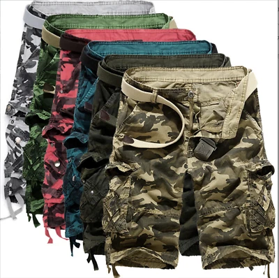 Pantalones Cortos de Carga de Combate Militar Táctico para Hombres Informales Camuflados Ejército Medio Pantalón Foto 1 de 4
