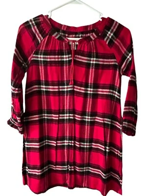 Vestido antiguo azul marino para niñas talla M (8) rojo/negro a cuadros manga larga cierres de corbata Foto 1 de 4