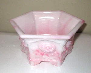 Vtg Fenton Planter Chrysanthemum Bowl Jardiniere RosaleneHexagonal Footed 8x4" - Picture 1 of 7