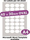 40x30mm Oval 160 Etikett Matt Wei Papier 5 A4 Laser Kopierer Inkjet Sticker