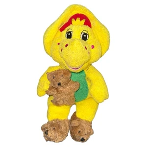 Zapatillas de oso de peluche Barney BJ Yellow Dinosaur 1992 Lyons Group raras de colección - Imagen 1 de 6
