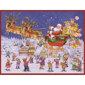 Santa Delivering Gifts German Advent Calendar Made Germany Christmas Countdown - Picture 1 of 1