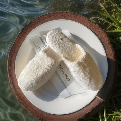 Chinelos masculinos Pratesi Terry originais tamanho 9 cor marfim - Imagem 1 de 4