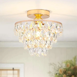 ZenithBeam Deckenlampe Kronleuchter kleine Kristall Deckenleuchte Gold Unterputz - Bild 1 von 5