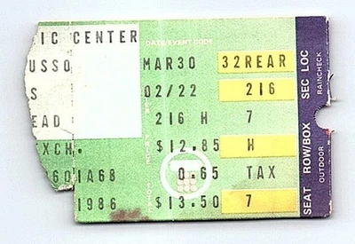 Grateful Dead Concert Ticket Stub March 30 1986 Providence Rhode Island - Image 1 of 2