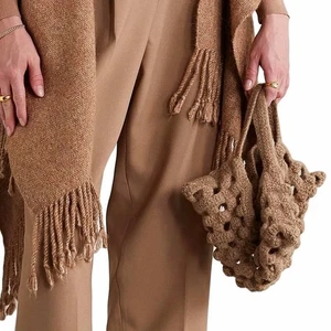 Lauren Manoogian New Woolen Grid Bag Brindle Camel Neu mit Etikett Handtasche Strick 380 $ - Bild 1 von 13