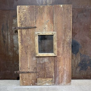 Alte kleine Brettertür Stalltür mit Lichtausschnitt Stall Luke / H111 B96 S5,7cm - Bild 1 von 12