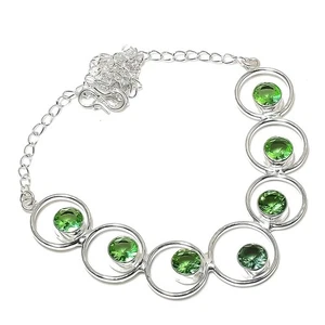 Green Tsavorite Gemstone Handmade 925 Sterling Silver Jewelry Necklace Size 18" - Picture 1 of 1