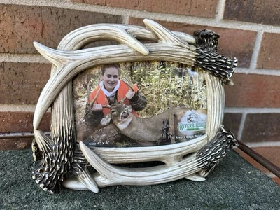 Rustic Rivers Edge 4X6 Picture Frame Antler Photo Hunting Wildlife Lodge Cabin - Image 1 of 4