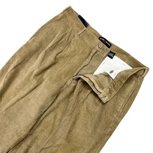 George & Martha Mens Corduroy Pants 38x32 Pleated Front Tan Cotton Academia NEW - Picture 1 of 9