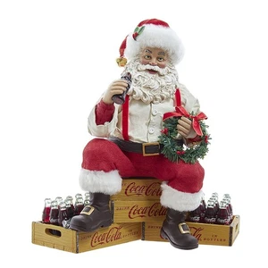 3D Figur Coca Cola Weihnachtsmann sitzend auf Kisten H:23 cm - Santa Statue - Bild 1 von 1