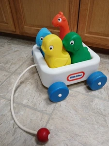 VTG 80's Wagon N Friends Animal Pal Pull-Along Toy Dog Elephant Duck Giraffe - Picture 1 of 15