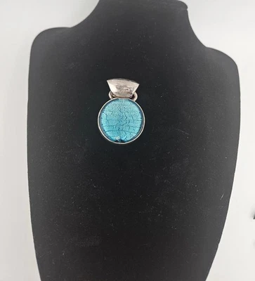 Colgante circular de cristal turquesa de plata de ley Foto 1 de 4