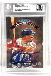 1993 Donruss Diamond Kings Kirby Puckett DK4 Auto Autograph Beckett BGS - Picture 1 of 2