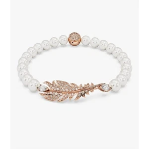 Swarovski Nice bracelet Crystal pearl, Feather, White, Rose gold-tone plated*NEW - Picture 1 of 3