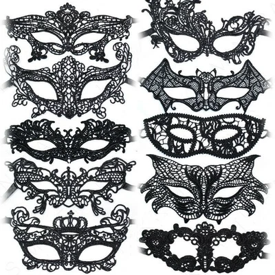 1pc Black Lace Mask Sexy Masquerade Eye Face Eyemask Women Party Halloween Hot - Image 1 of 4