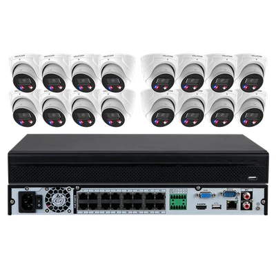 Sistema CCTV Cámara 16 canales 8 MP 4K Luz Roja Azul Alarma Cámara IP 2SATA POE NVR Lote Foto 1 de 4