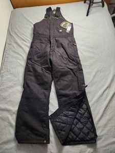 Berne Canvas Insulated Overalls Mens Medium Tall Black Double Knee Workwear NWT - Picture 1 of 12