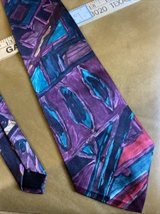 Ketch Geometric Patterned Silk Necktie Bright Psychedelic Swing Bop 56x3.5 Hip - Picture 1 of 9