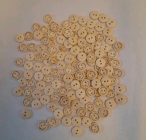 148 Handmade Natural Wooden Round Buttons Hand Made For Crafting / Craft Making - Picture 1 of 4