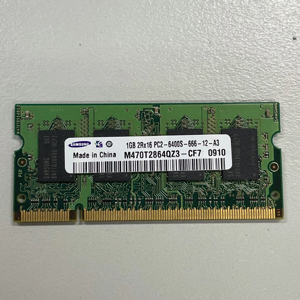 Samsung 1GB DDR2 RAM PC2-6400 800MHz CL5 1.8V non-ECC SoDIMM M470T2864QZ3-CF7 - Image 1 of 4