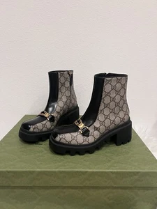 NIB Gucci GG Supreme Magnum Trip Lug Blondie Marmont Heel Bootie Ankle Boot 35.5 - Picture 1 of 13