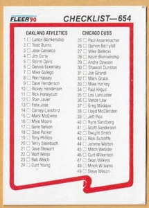 CHECKLIST 1-99 #654 - FLEER NM-MT 1990 - Bild 1 von 2