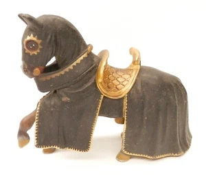 Scleich War Horse with Black & Gold Caparisons 5" Long 4" Tall - Picture 1 of 2