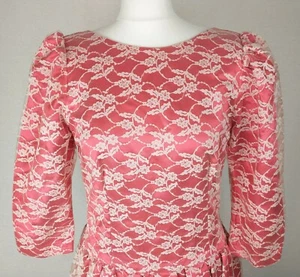 Edna Pullinger True Vintage Dress Exclusive Dressmaker Floral Net Lace Size M - Picture 1 of 12