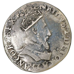 Coin France - Henri II - Teston à la tête Couronnée - 1551 D Lyon - Legend IPERA - Picture 1 of 2
