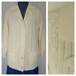 Vintage Great Girl, Inc/Amy Austin Creamy Yellow Sweater Cardigan Size 44/XL? - Picture 1 of 14