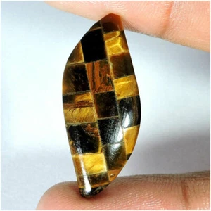 13.25Cts Great Genuine Chess Tiger's Eye Fancy Cabochon Pendant Gemstone g986 - Picture 1 of 2
