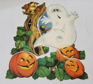 Decorazione da parete vintage Halloween fantasma albero stregato gufo JoLs Hallmark fustellata - Foto 1 di 3
