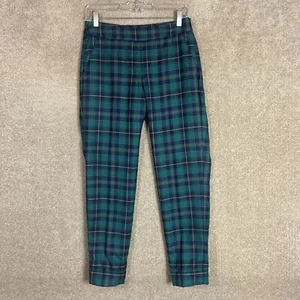 Talbots Trouser Pants Petite Size 2P Green/Blue Plaid Wool Blend Side Zip Cuffed - Picture 1 of 11