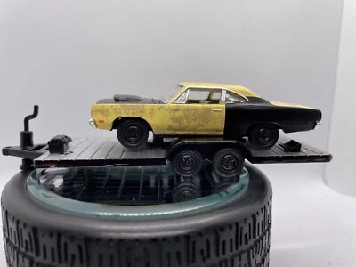 M2  1969 1/2  Plymouth Road Runner 440 6-Pack on Flatbed Trailer - Loose - 1/64 - Image 1 of 4