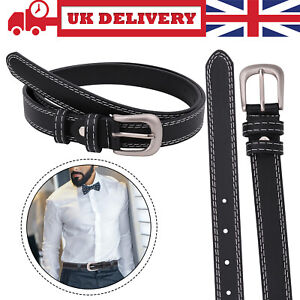 Mens Skinny Waist Belt High Quality PU Leather Pin Buckle Adjustable Trouser