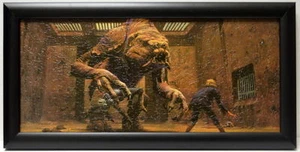 Star Wars ROTJ LUKE SKYWALKER vs RANCOR GERAHMTER KONZEPTDRUCK McQuarrie 1983 Jedi - Bild 1 von 2