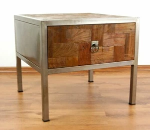 Nachttisch Metall trifft Teak, Beistelltisch, Nachtschrank, kl. Kommode - Bild 1 von 1