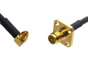 MC Male Right Angle to RP-SMA Female Flange RF 0.5~15FT Cable For Antenna Radio - Picture 1 of 3
