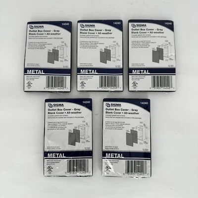 SIGMA Cubierta de caja de toma de corriente eléctrica Cubierta en blanco Todo clima Gris #14240 Lote de 5 Foto 1 de 4