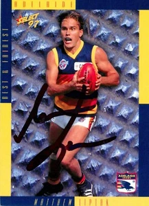 Signed 1997 ADELAIDE CROWS AFL Card MATTHEW LIPTAK - Photo 1/2