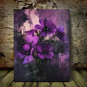 Abstract Purple Flowers  Wall Art  Canvas Unframed/Framed - Bild 1 von 7