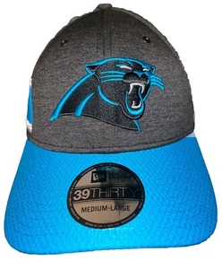 New Era 39Thirty NFL Carolina Panthers Sombrero Ajustado Talla M/L Negro Azul Onfield Nuevo - Imagen 1 de 5