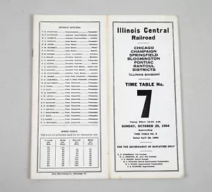 Horario de ferrocarril de colección 1964 división central de Illinois n.o 7 - Imagen 1 de 4