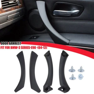 4x Inner Door Panel Handle Pull Interior Trim Cover For BMW E90 2006-2011 Black - Bild 1 von 9