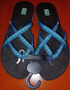 Teva Olowahu Mush Sandals Womens US 11 EU 44 Flip Flops 6840 Blue Strappy Shoes