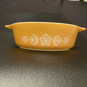 Vintage Pyrex "Gold Butterfly" Deckellose kleine Auflaufform Weihnachtsgeschenk - Bild 1 von 9