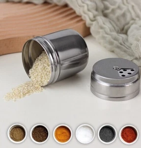 Stainless Steel Seasoning Bottles Salt Pepper Spice Condiment Jars Camping BBQ - Picture 1 of 5