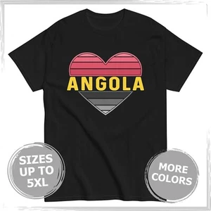 Angola Heart T-Shirt | Unisex Adults Sizes S-5XL | Angolan Flag Colors | Gift - Picture 1 of 10