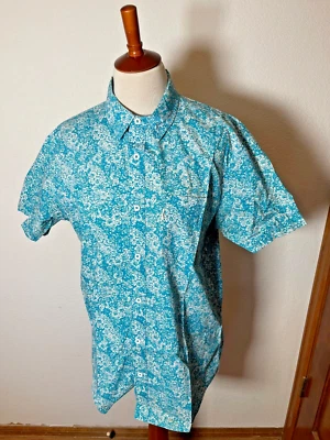 Mens Shirt Medium Button up Green Floral Pocket Walker St Refinery - Image 1 of 4